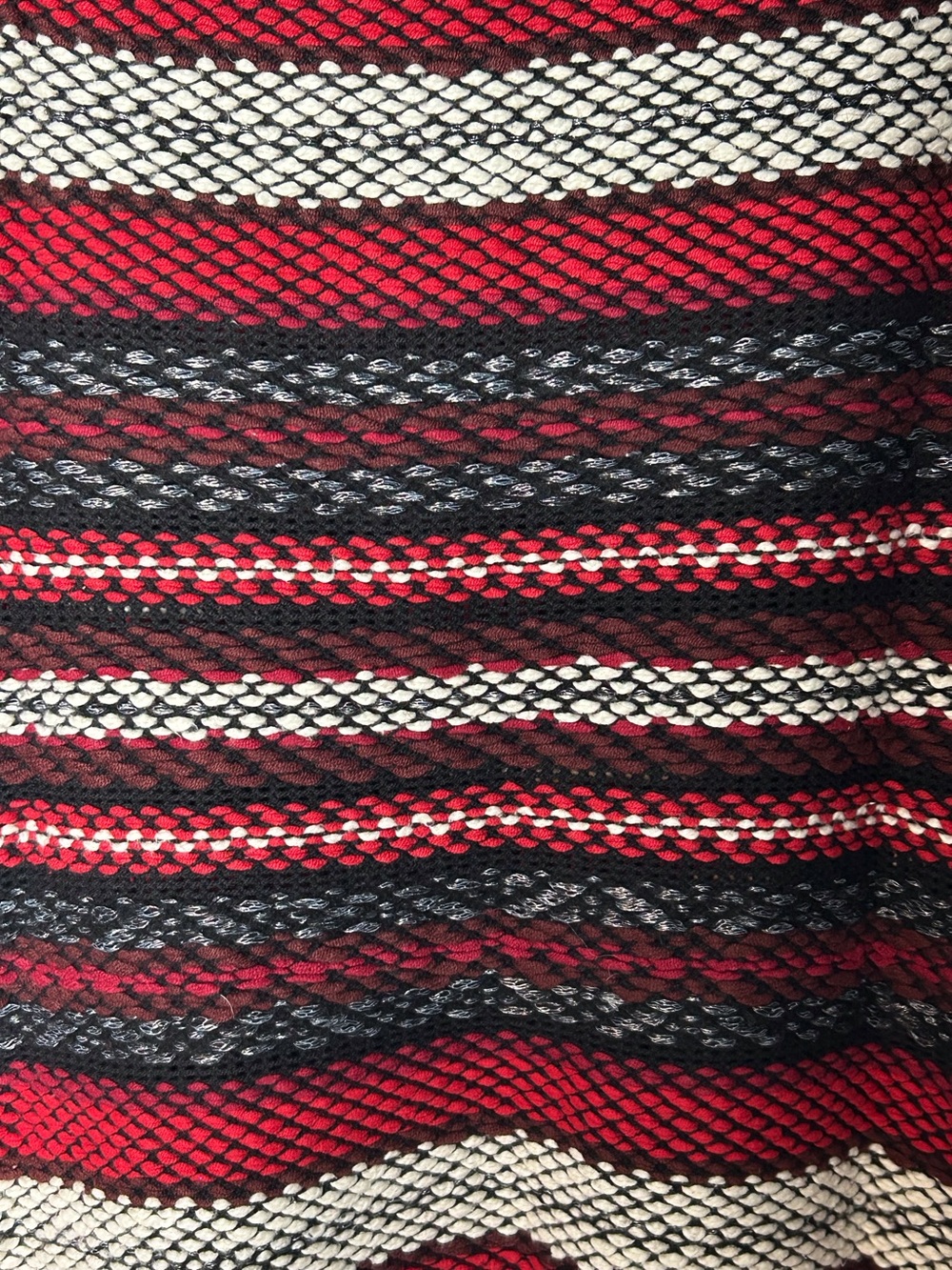 Eye Catching M Chunky Bold Striped Textured Crewneck Sweater Red Black White - Picture 4 of 5